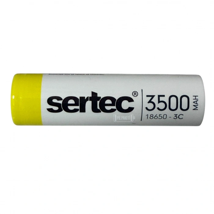 Sertec - Şarjlı Pil - Lityum İyon - 3.7v 3500 mAh - 18650 Boy - 3C - Başsız