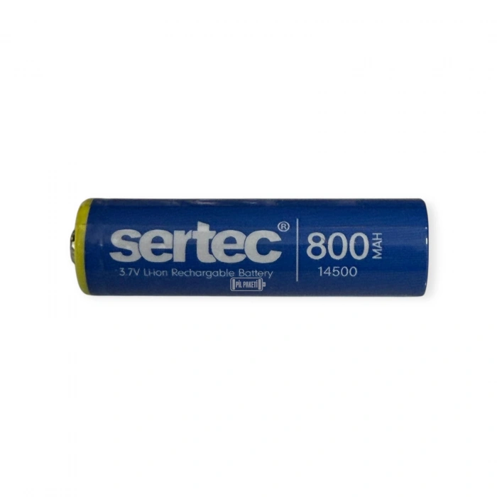 Sertec - Şarjlı Pil - Lityum İyon - 3.7v 800mAh - 14500 Boy - Başlı