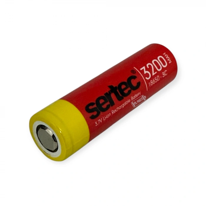 Sertec - Şarjlı Pil - Lityum İyon - 3.7v 3200 mAh - 18650 Boy - 3C - Başsız