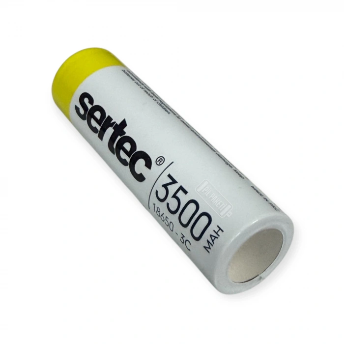 Sertec - Şarjlı Pil - Lityum İyon - 3.7v 3500 mAh - 18650 Boy - 3C - Başsız
