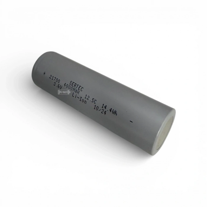 Sertec - Şarjlı Pil - Lityum İyon - 3.7v 4000mAh - 21700 Boy - 50a- Başsız