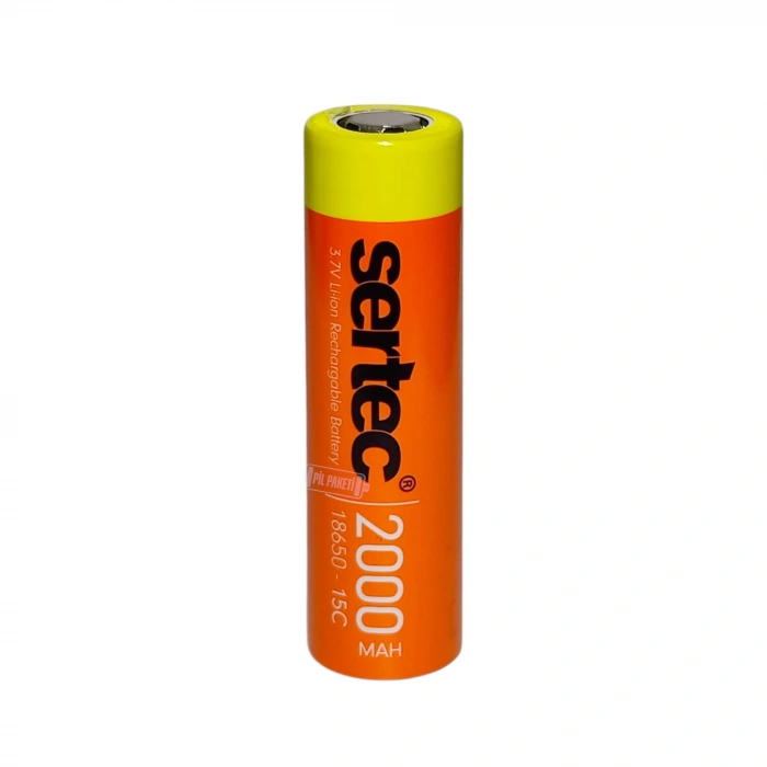 Sertec - Şarjlı Pil - Lityum İyon - 3.7v 2000 mAh - 18650 Boy - 30a - Başsız