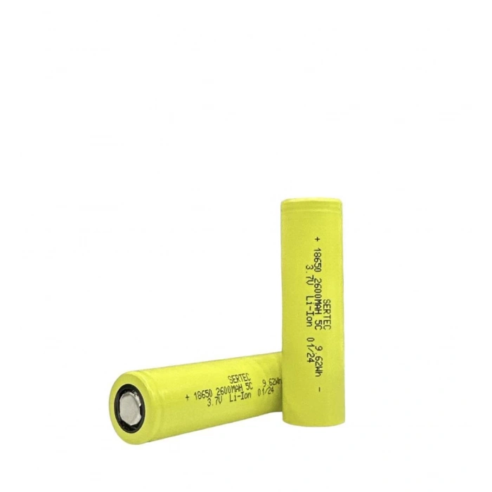 Sertec - Şarjlı Pil - Lityum İyon - 3.7v 2600mAh - 18650 Boy - 5c - Başsız