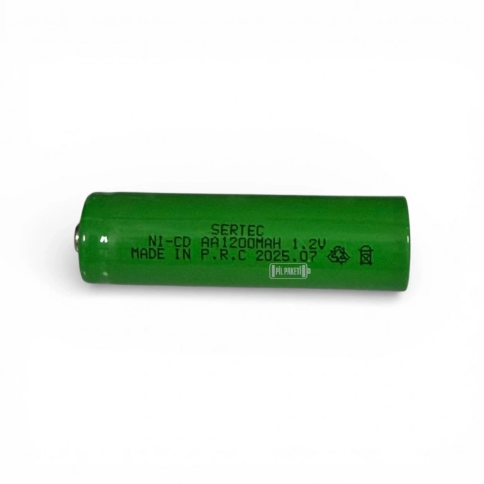 Sertec - Şarjlı Pil - NiCD - 1.2 Volt 1200 mAh - AA Boy - Başlı