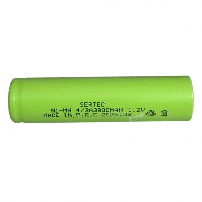 Sertec - Şarjlı Pil - NiMH - 1.2 Volt 3800 mAh - 4/3A Boy - Başsız