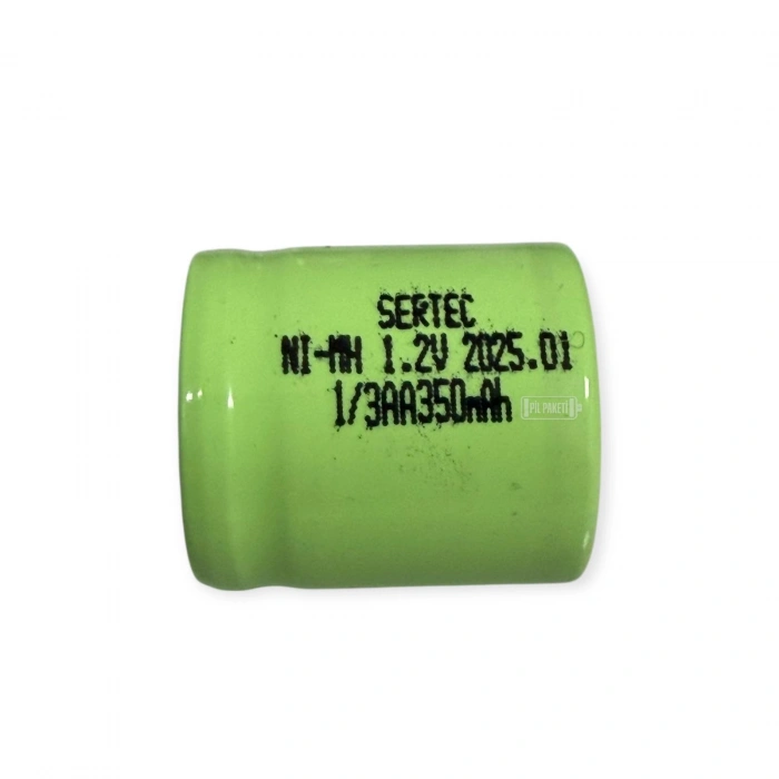 Sertec - Şarjlı Pil - NiMH - 1.2 Volt 350 mAh - 1/3AA Boy - Başsız