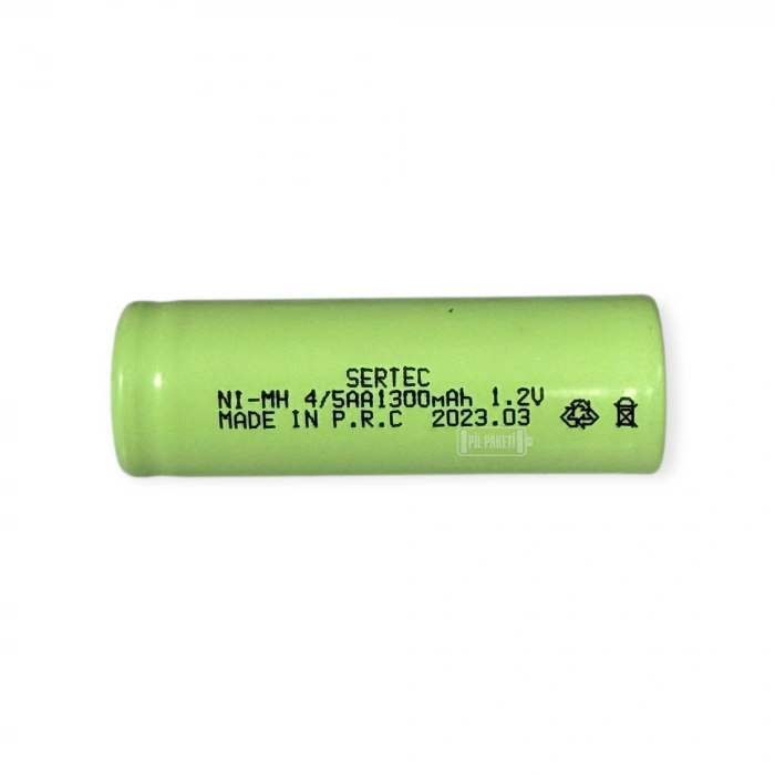 Sertec - Şarjlı Pil - NiMH - 1.2 Volt 1300 mAh - 4/5AA Boy - Başsız