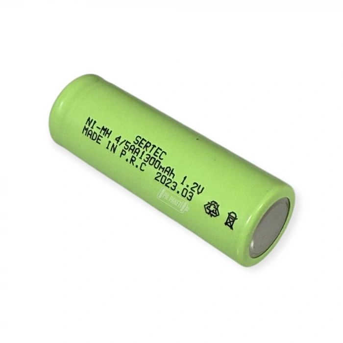 Sertec - Şarjlı Pil - NiMH - 1.2 Volt 1300 mAh - 4/5AA Boy - Başsız