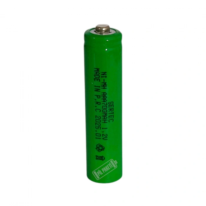 Sertec - Şarjlı Pil - NiMH - 1.2 Volt 700 mAh - AAA Boy - Başlı