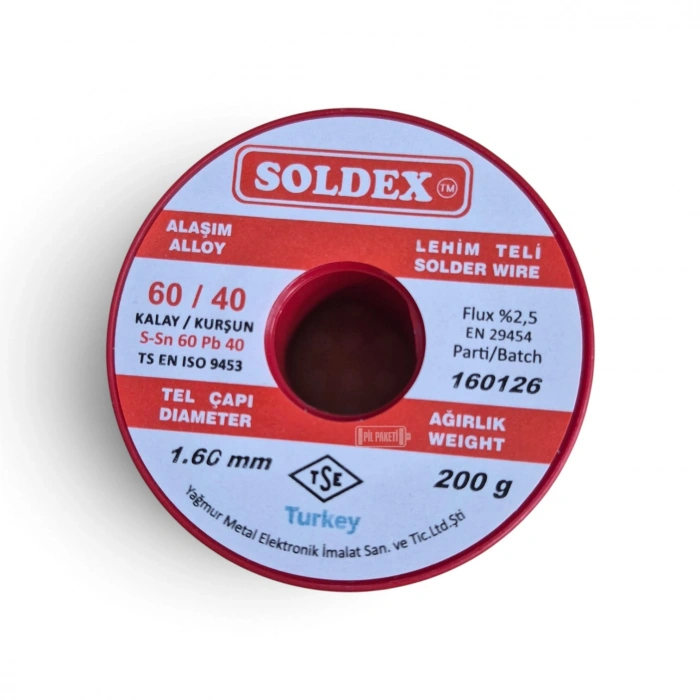 Soldex Lehim Teli - Sn 60 Pb 40 - 1.60 mm - 500 gr