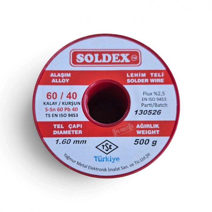 Soldex Lehim Teli - Sn 60 Pb 40 - 1.60 mm - 500 gr