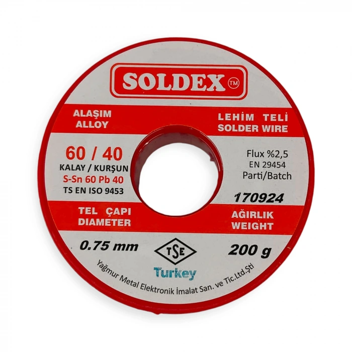 Soldex Lehim Teli - Sn60 Pb 40 - 0.75mm - 200 gr