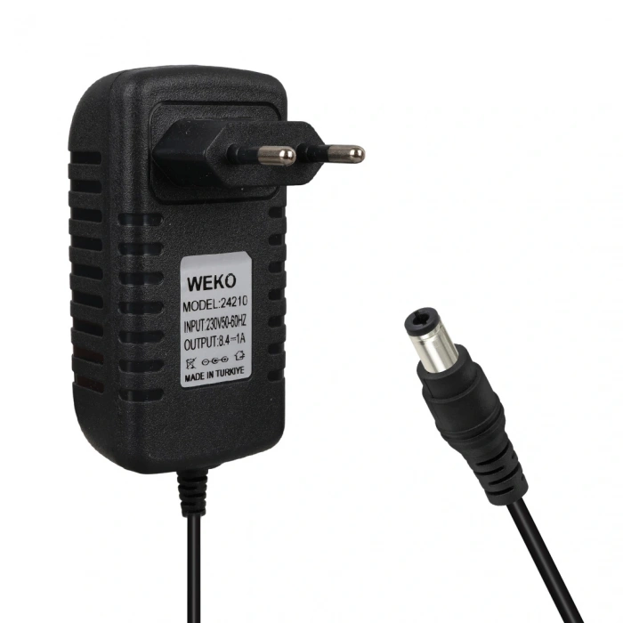 Weko - Lityum İyon Şarj Aleti - 2s - 8.4 Volt 1 Amper - DC 2.5 mm Soket