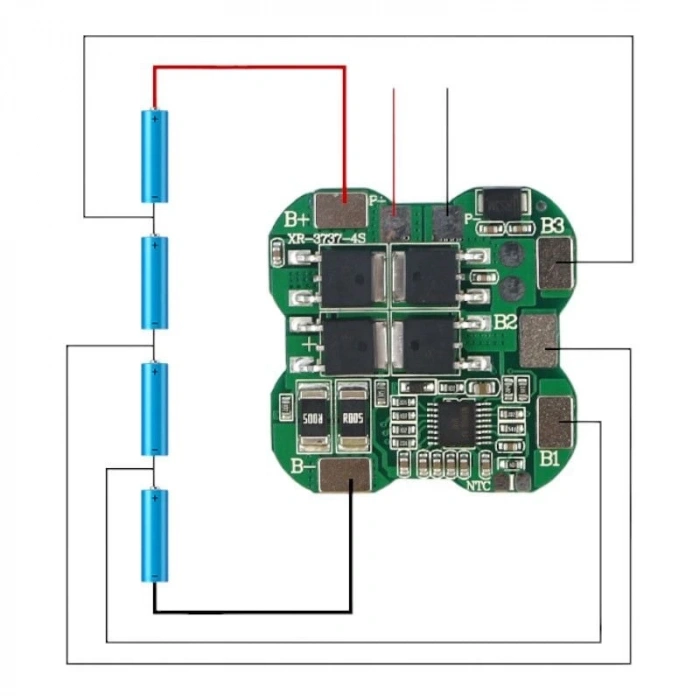 Xr - Lityum İyon Bms - 4s 12a - Kare - Anlık 35a