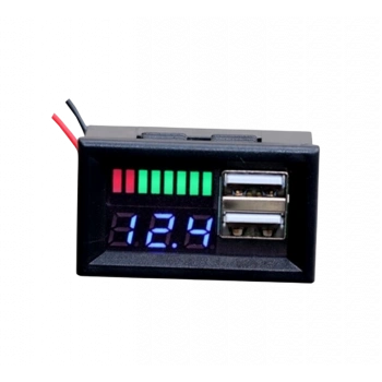 12V Akü Kapasite Göstergesi 5V 2A USB Çıkışlı Panel Tipi