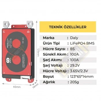 Daly - Lifepo4 Bms - 8s 100a - Balanslı