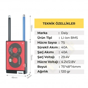 Daly - Lityum İyon Bms - 7s 40a - Balanslı