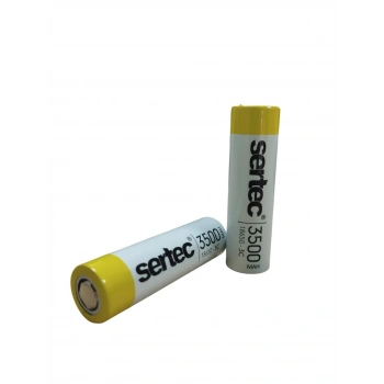 Sertec - Şarjlı Pil - Lityum İyon - 3.7v 3500 mAh - 18650 Boy - 3C - Başsız