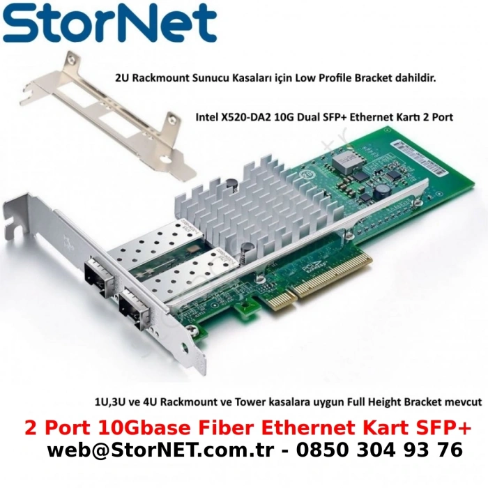 StorNET X520-DA2 intel Chip Dual Port SFP+ 10G Ethernet Kart