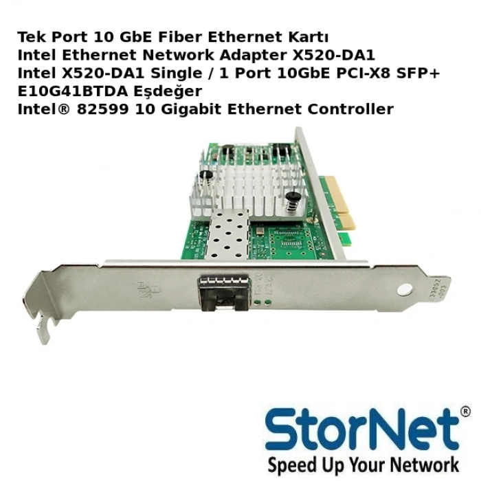 Ethernet Kartı intel X520-DA1 Tek Port 10GbE SFP+