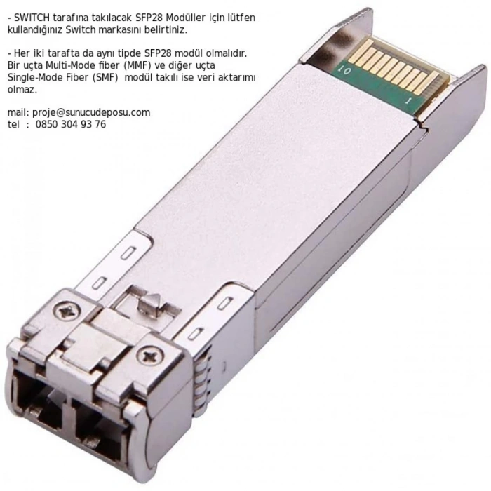 HP3COM uyumlu 25GBASE-SR SFP28 850nm LC MMF Transceiver