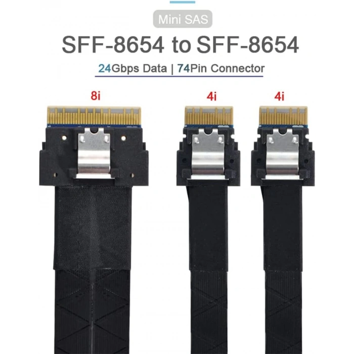 Ultraport Slimline SAS 4.0 SFF-8654 8i 74pin Dual SFF-8654 4i 38Pin Kablo 40cm