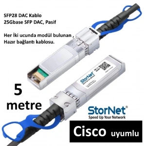 5 Metre DAC Kablo 25GBase SFP28 ( Cisco MSA uyumlu )