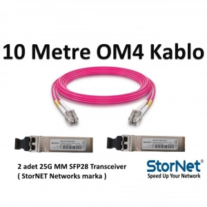 SFP28 Transceiver OM4 Fiber Patch Kablo Kit 10 Metre