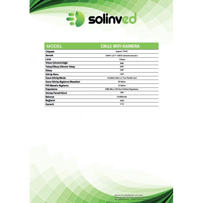 Solinved CM04-WiFi Solar Akıllı Kamera