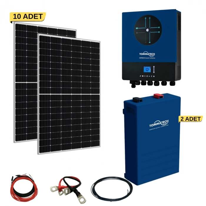 Tommatech 11 KW Small 10 Kw Depolamalı Lityum Solar Paket (10 Adet Panel)