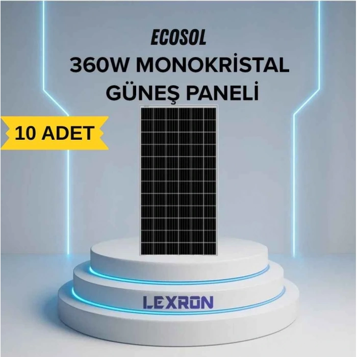 Ecosol 360W Monofacial Monokristal Güneş Paneli (10 ADET)