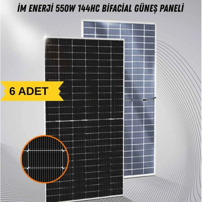 İM Enerji 550W 144HC Bifacial Güneş Paneli (6 ADET)
