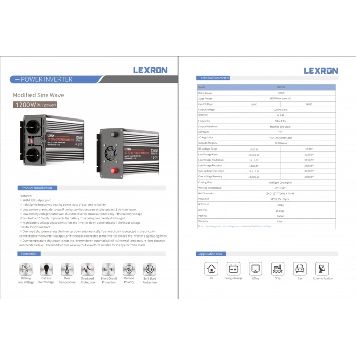 Lexron 1200W 24V Modifiye Sinüs İnverter