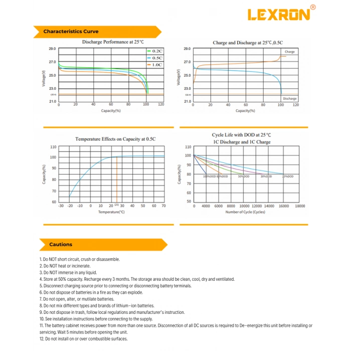 LEXRON 25,6 V 100 AH LİTYUM AKÜ