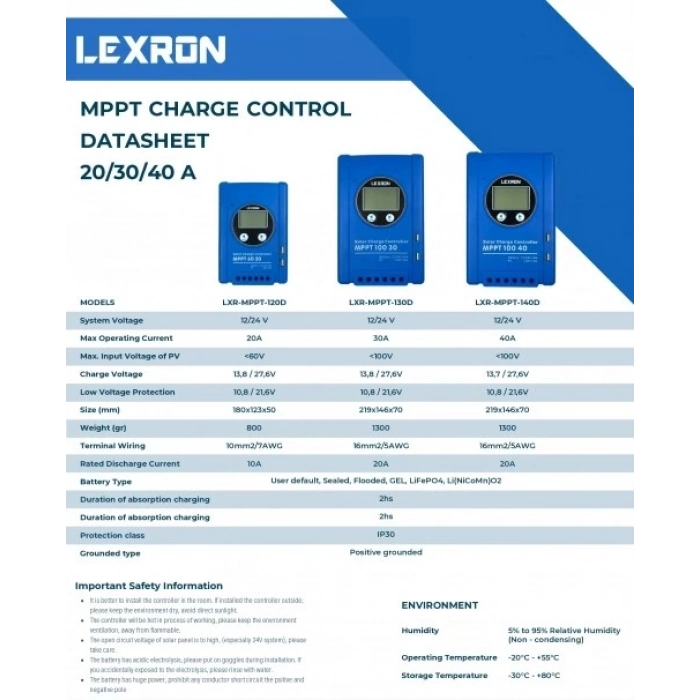 Lexron 30A MPPT Şarj Kontrol Cihazı