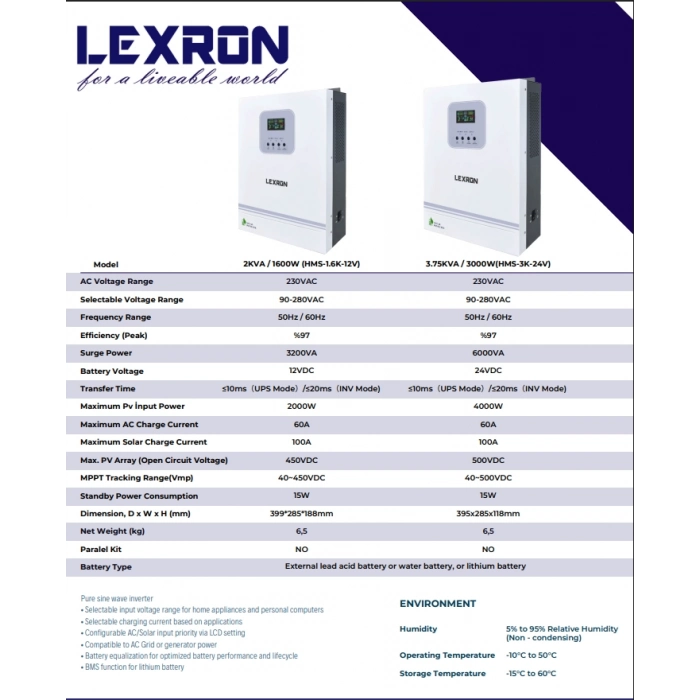 Lexron 3KW MPPT HV İnverter
