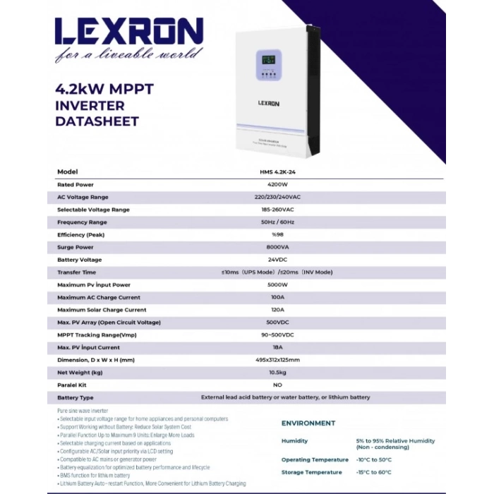 Lexron 4.2kW 24V MPPT Akıllı İnverter