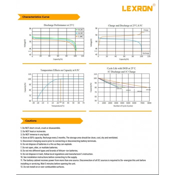 Lexron 48V 100Ah LiFePO4 Lityum Batarya