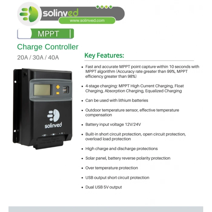 Solinved 40A Mppt Şarj Kontrol Cihazı