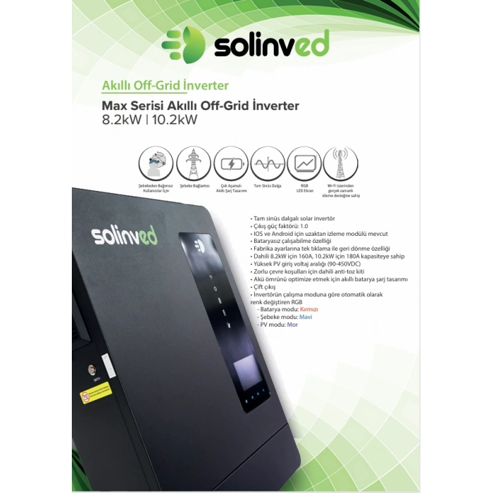 Solinved 8.2 kW Max Serisi MPPT Off Grid İnverter