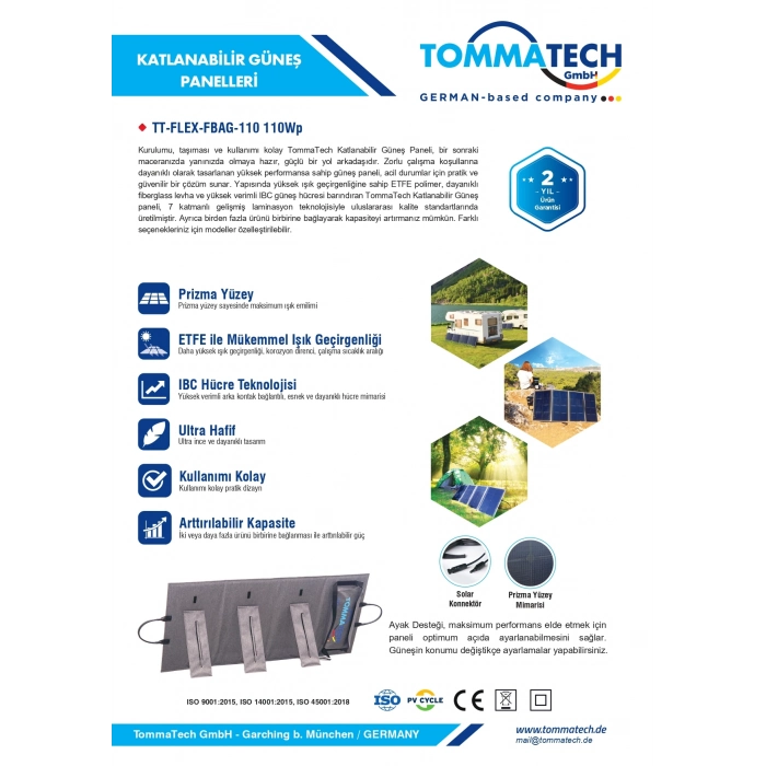 TommaTech 110W Katlanabilir Güneş Paneli