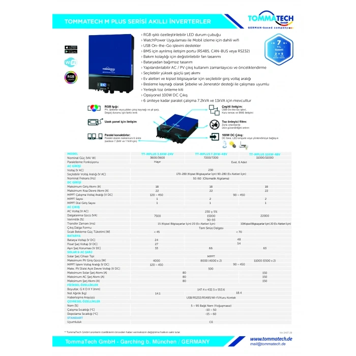 TommaTech 11KW 48V HV MPPT Akıllı İnverter