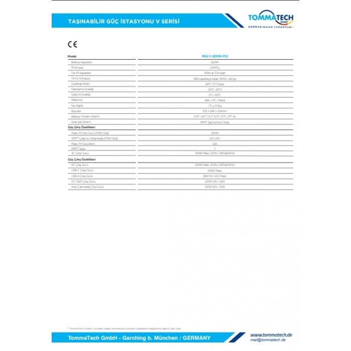 TommaTech 512Wh Taşınabilir Güç Kaynağı