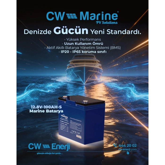 Tommatech Marine ABS Kasa Batarya 12.8V 100AH LFP Lityum Batarya