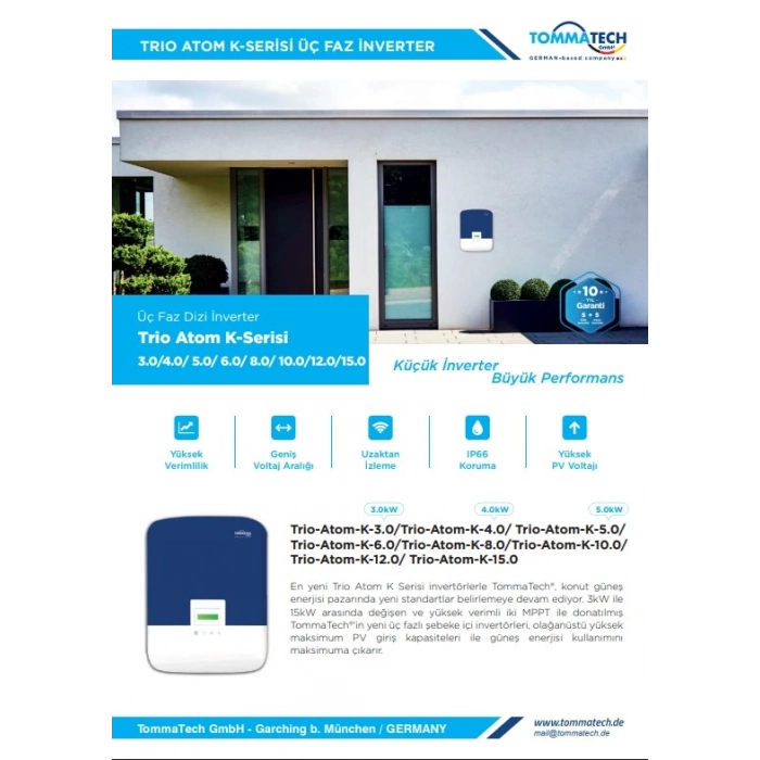 TommaTech Trio Atom K 10kW Üç Faz İnverter