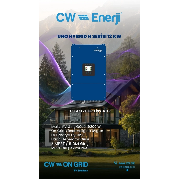 TommaTech Uno Hybrid N 12kW Tek Faz İnverter