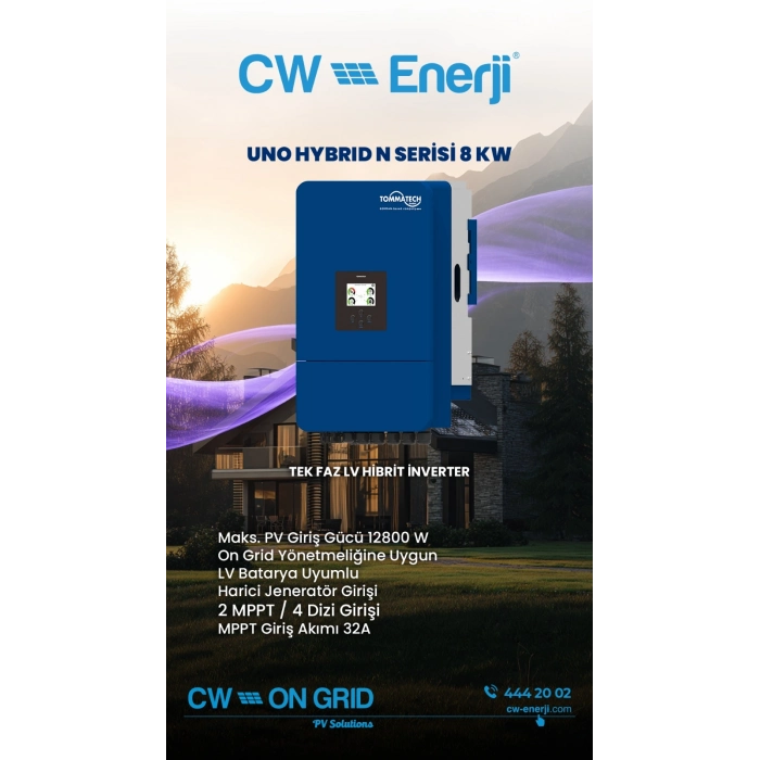 TommaTech Uno N Serisi 8kW LV Hibrit İnverter