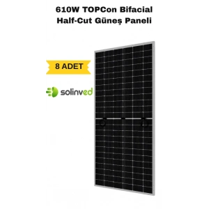 610W TOPCon Bifacial Half-Cut Güneş Paneli | Yüksek Verimli Solar Panel 8 ADET