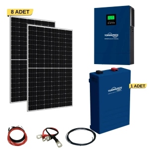 TommaTech 8 kW Hibrit Lityum Akülü Solar Enerji Paketi