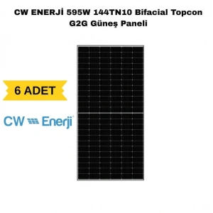 CW ENERJİ 595W 144TN10 Bifacial Topcon G2G Güneş Paneli (6 ADET)